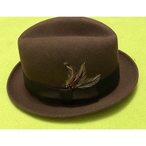 VTG Vintage Ace Hy Sales Men’s Brown Wool Fedora Low Rider Hat 7 Made In USA